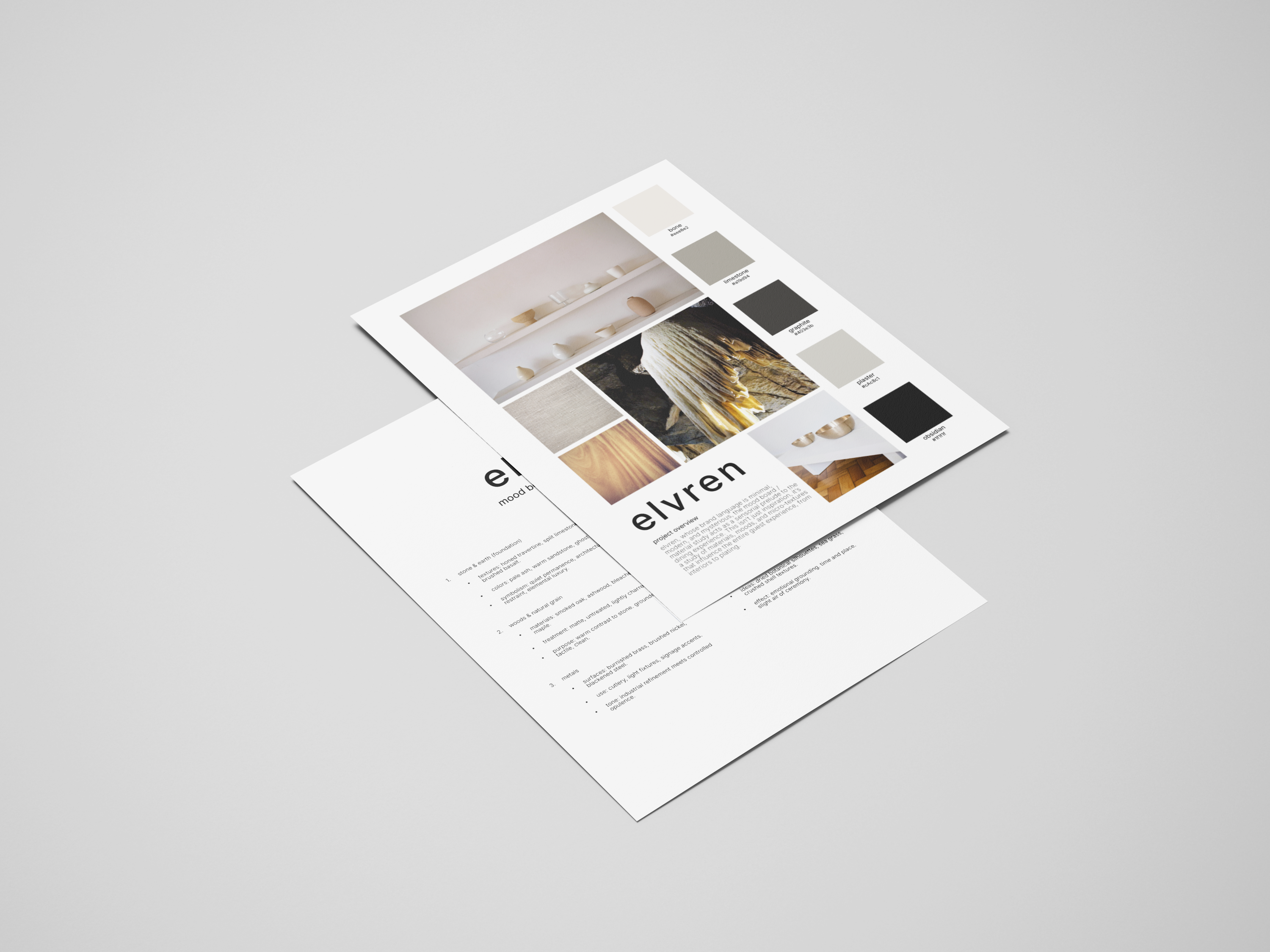 forenza studios, elvren, restaurant, lifestyle, concept board, mood board, material board