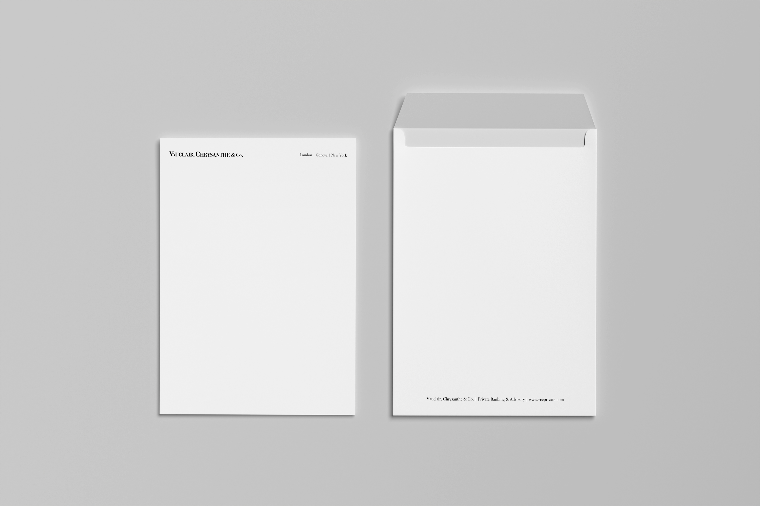 forenza studios, vauclair chrysanthe and co., campaign, banking, finance, stationery, design, layout